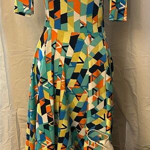 LuLaRoe Colorful Geometric 1/4 Sleeve Dress